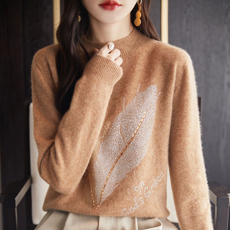 100ウールの半高襟はだらだらしていてゆったりしていて上品なジャカードの半高襟通勤丸襟を着ています