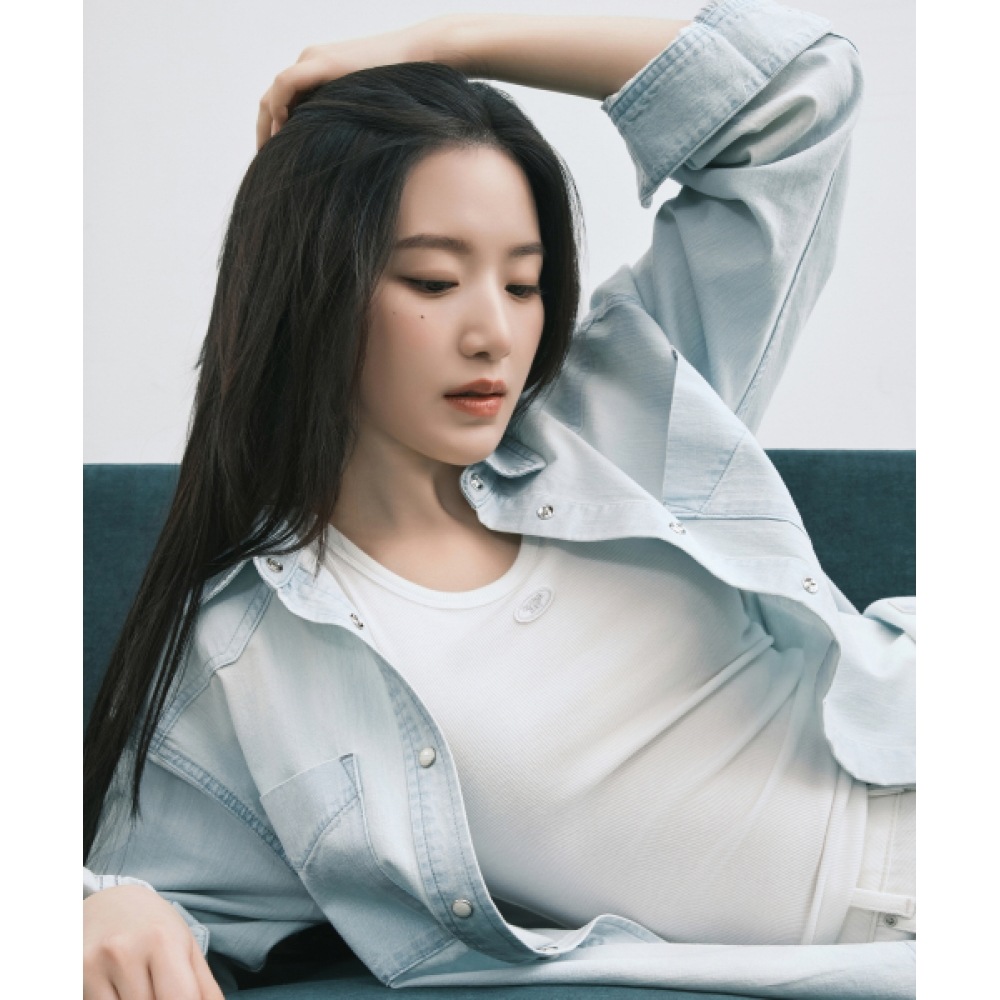 COVERNAT 女性用ポケットデニムシャツライトブルー