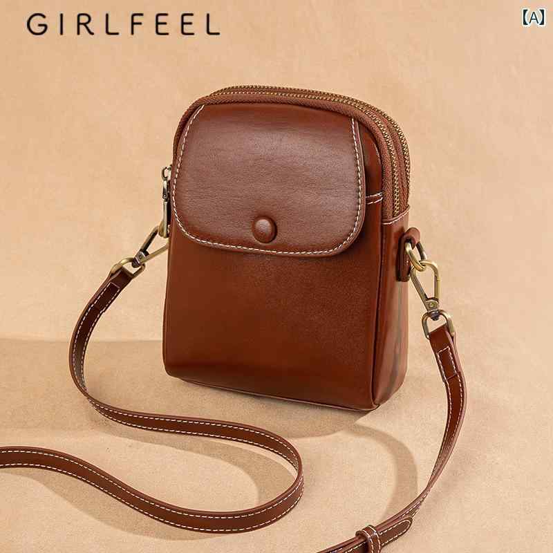 レディース　バッグ　カジュアル Gefeini スモールバッグ レディース 2024新 植物 タンニン なめし 牛革 スマートフォン バッグ レトロ メッセンジャーバッグ ワンショルダー ソフトレザー