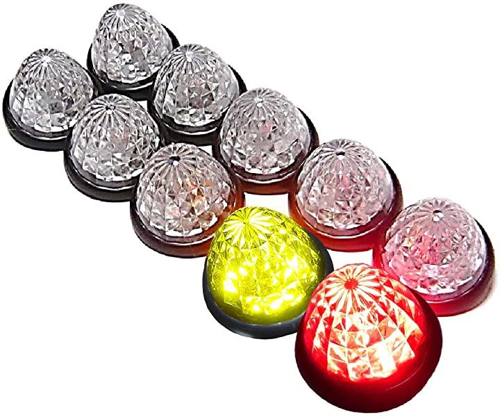 トラック用 マーカーランプ サイド 16LED 24V用 標識 汎用 10個 セット レモンイエロー/レッド(レモンイエロー / レッド)