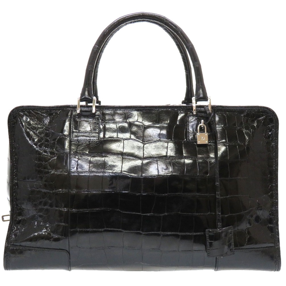 美品 アマソナ44 ハンドバッグ クロコダイル/クロコダイル ブラック 0022【中古】 メンズ