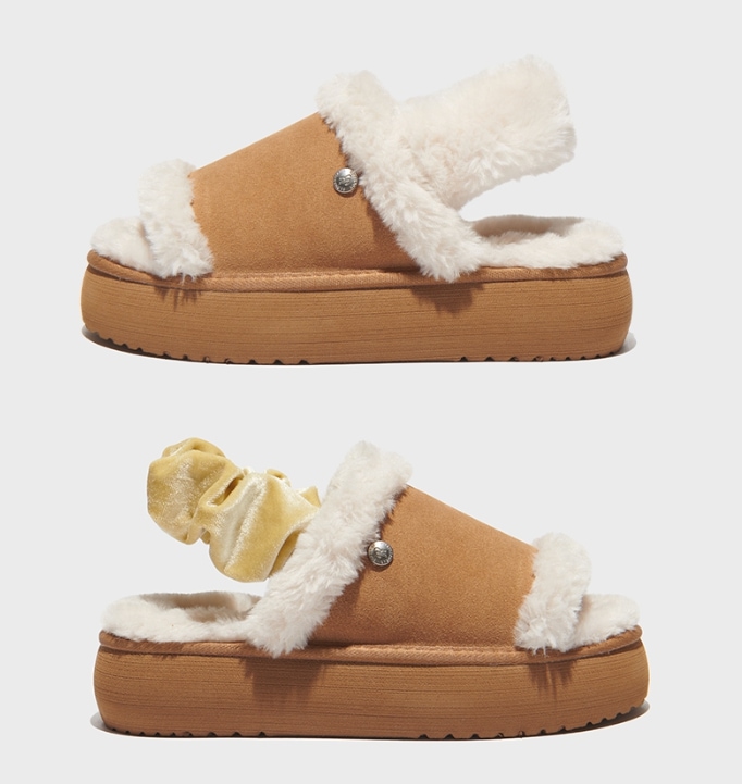 CLOUDY FLATFORM 2モフモフMOKAスリッパ 韓国人気ー