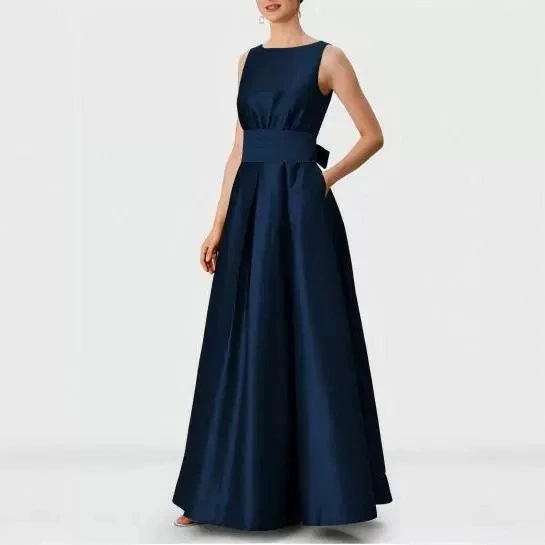 サテン イブニングドレス エレガント 着痩せ 体型カバー 大人女性 パーティー 結婚式二次会 演奏会用 上品 光沢感 洗える 高級フォーマルウェア スリムシルエット 5,265円