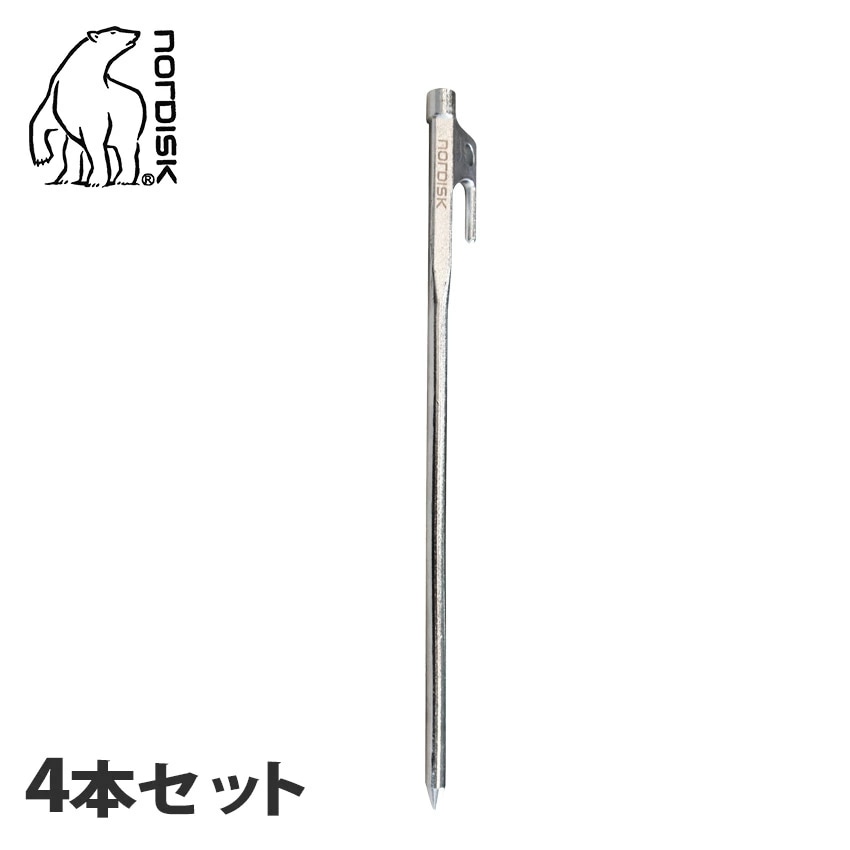 スチールネイルペグ 119040 キャンプ アウトドア テント 4本セット レジャー テント 野外 用品 道具 シルバー 頑丈 丈夫 ハンマー ガイロープ 人気 定番 おすすめ