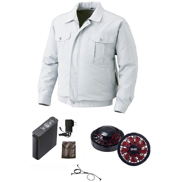 屋外作業用 空調服 [ファン色：BKRD 色：SI L]チタン加工