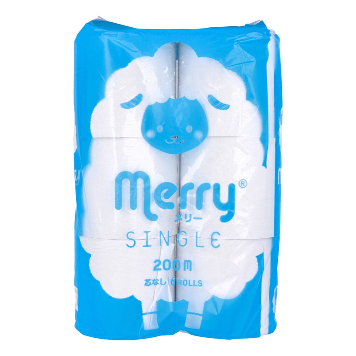 トイレットペーパー 新橋製紙 merry メリー 芯無し シングル 200m 再生紙100％ 6ロール入り X4パック