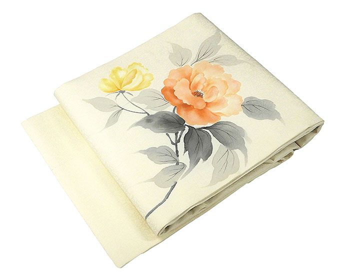 名古屋帯 正絹 花 良品 リサイクル 中古 カジュアル 着物 h4000