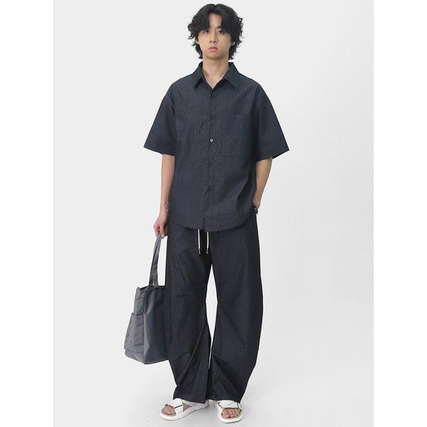 メンズ ストライプ カーブパンツ ワイドフィット バンディングパンツ SOIDP005_P392892295