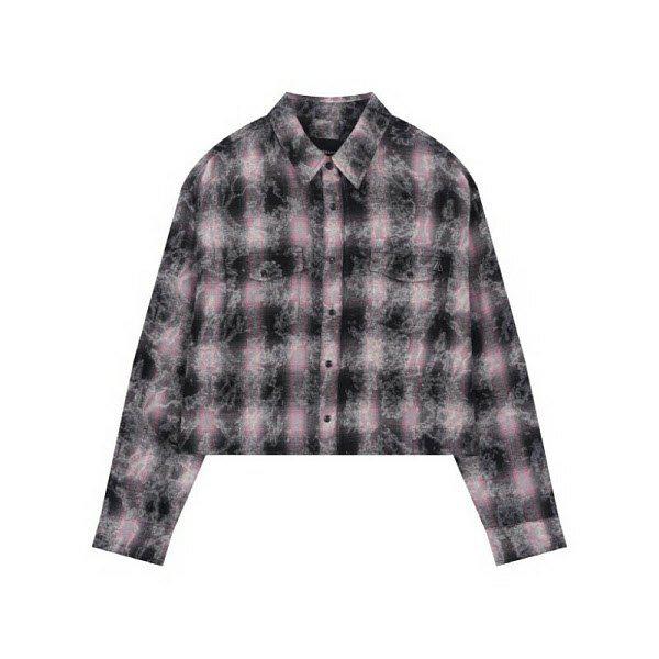 [] 女性) チェック クロップド 長袖シャツ (B253SH500P) (P003772565)