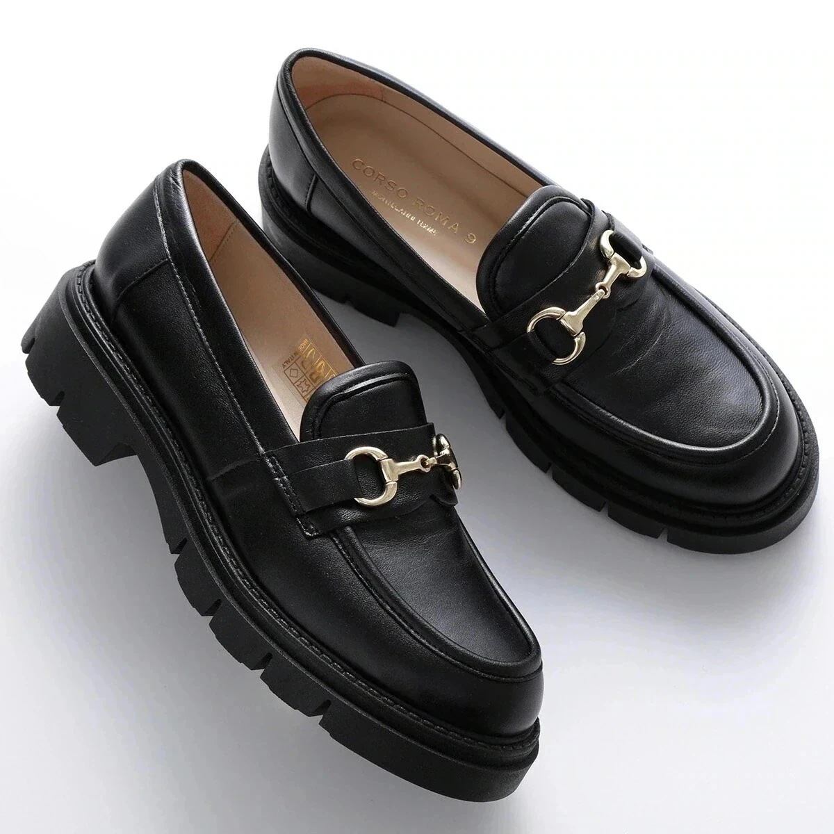 CORSO ROMA 9 コルソローマ ノーヴェ ローファー OLGA1821 レディース レザー ビットローファー シューズ 厚底 革靴 NERO】