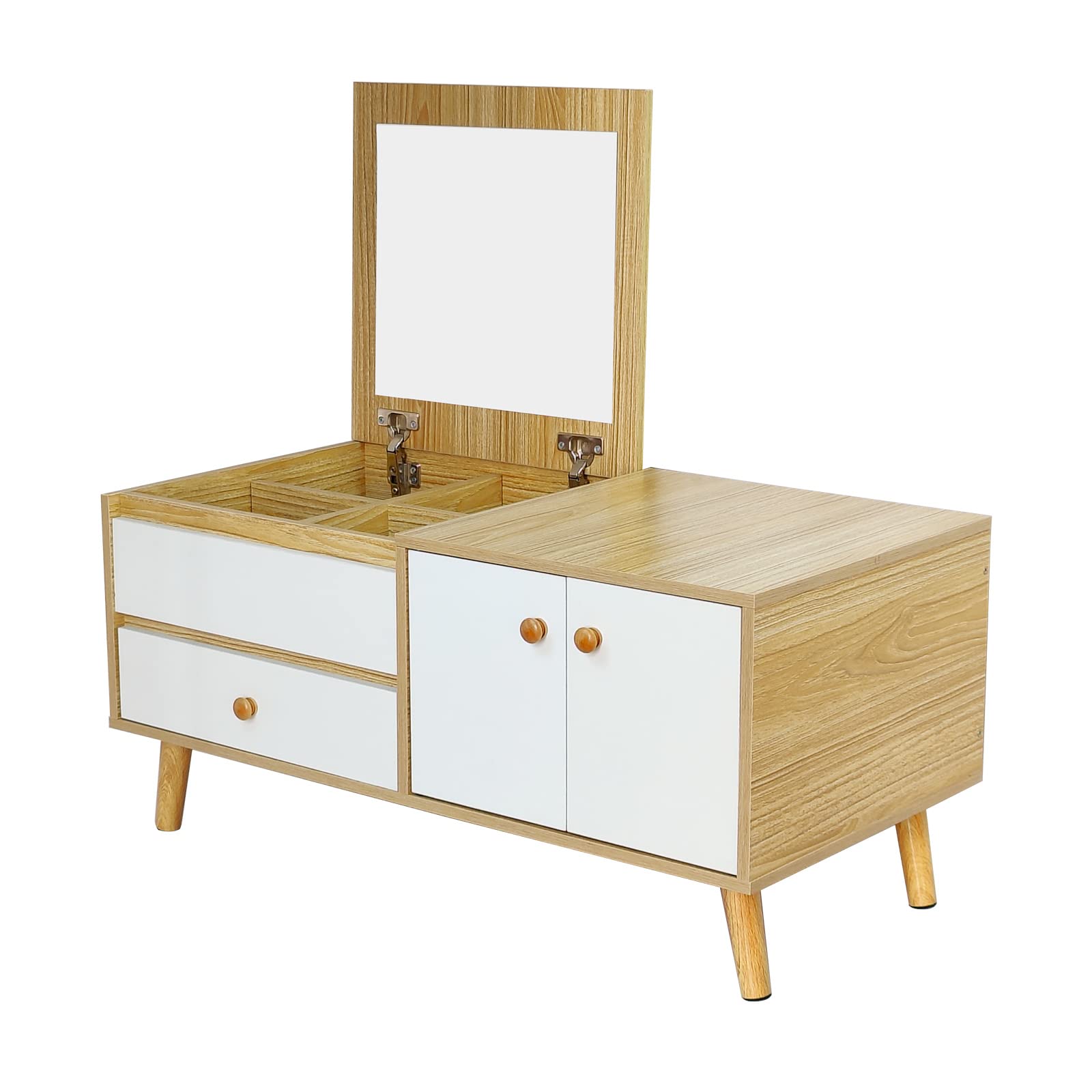 ドレッサー おしゃれ テーブル 鏡台 収納 ロータイプ ロー デスク 化粧台 メイク コスメ 鏡付き かわいい 化粧 家具