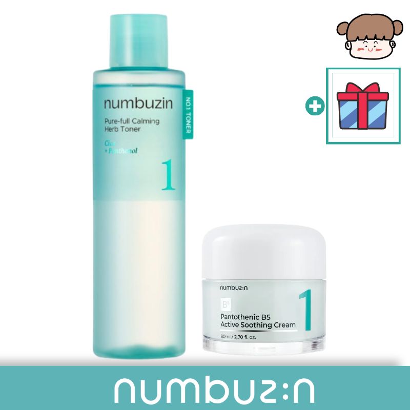 【水分鎮静・赤みケア】numbuzin 1番 トナー＋クリーム2点セット/スージング 水分鎮静 赤みケア 化粧水 敏感肌 スキンケア ニキビ予防 韓国スキンケア クーリング鎮静 ゆらぎ