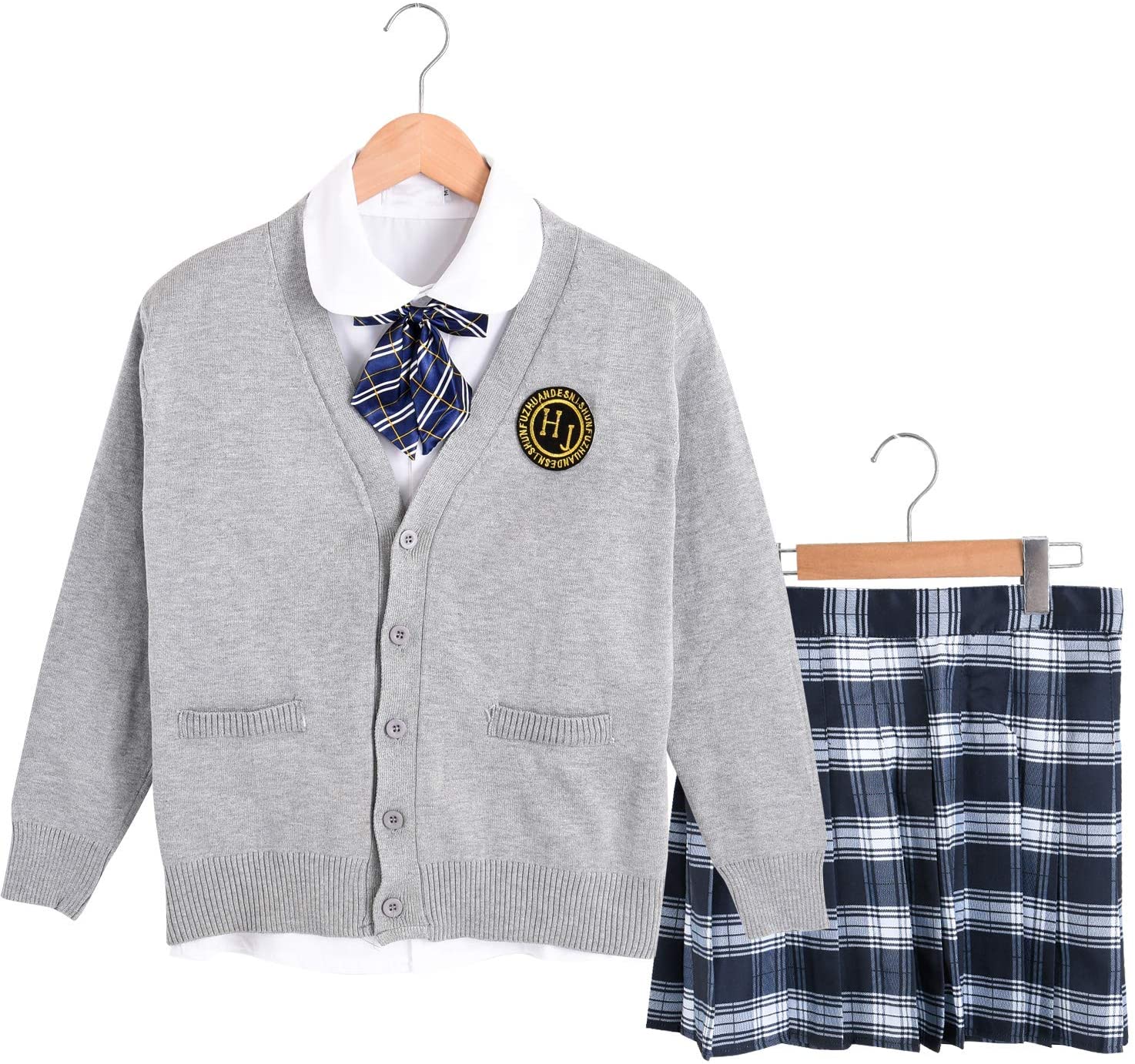 制服 コスプレ セクシースクールシャツ + カーディガン + 制服スカート + スクールネクタイ