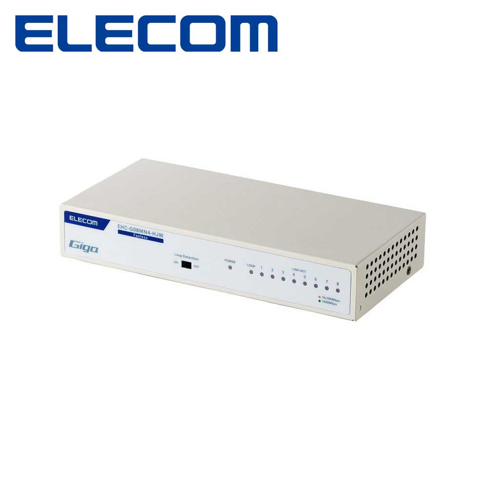エレコムELECOM Giga対応8ポートスイッチ(金属筐体/電源内蔵) 8ポート メタル(ホワイト) EHCG08MN4HJW