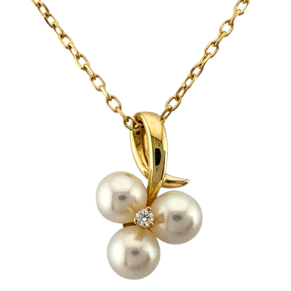 ミキモト ネックレス 18金 K18イエローゴールド パール MIKIMOTO 中古 美品