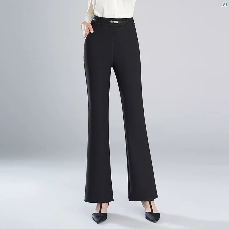 ハイウエスト ブーツ カット レディース パンツ 春秋 スリム ストレート スーツ ドレープ 感 フレア