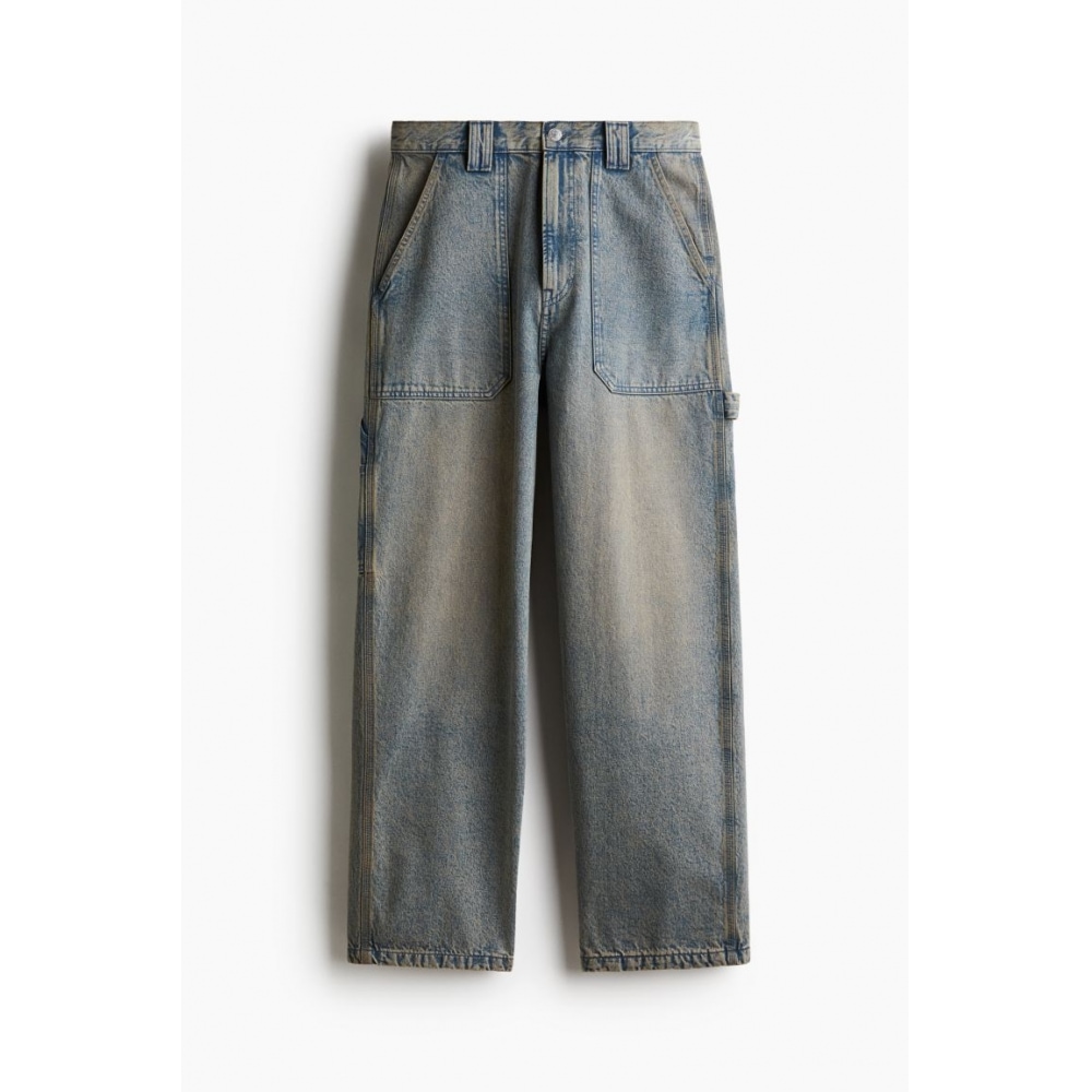 H&M カーペンターバギージーンズブルー