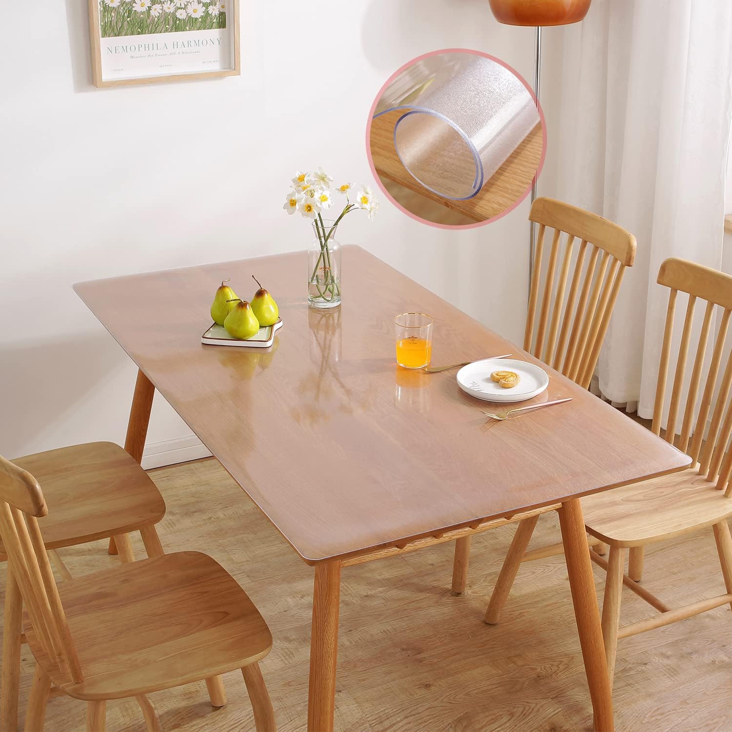 XinGe テーブルマット テーブルクロス 100*300cm 透明 ビニールマット 厚さ5mm PVC製 透明 テーブルクロス 汚れ防止 撥水加工 耐熱 定型処理 無味で縮まない 汚れに 手入れ簡単