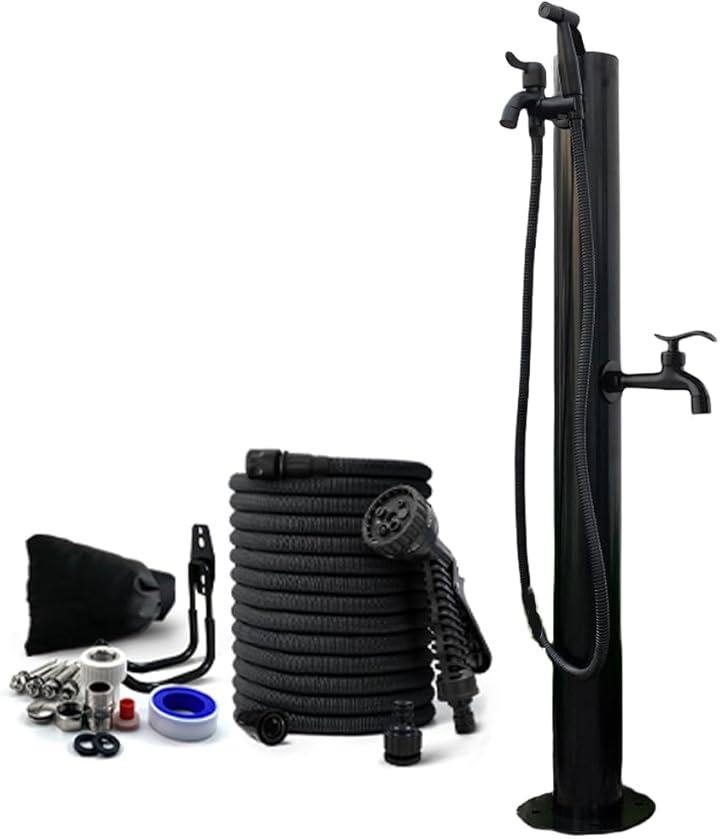 屋外水栓 立て水栓 蛇口付き ステンレス鋼 凍結防止 屋外用 水栓柱 屋外での水栓設置 円形立水栓(円形立水栓（蛇口：上I+下B）)