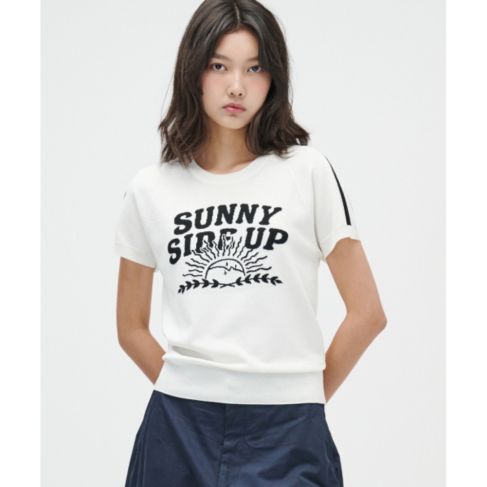 TAKEASY (レディース) ラインハーフニット (アイボリー)