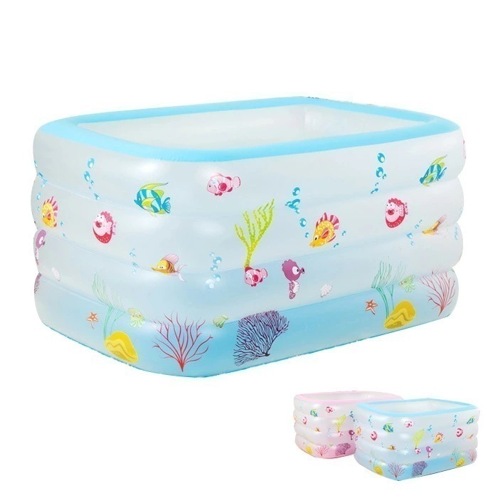 【2枚購入で1oo円OFF】ビニールプール 家庭用プール 子供用プー ルベビープール 女子 男子 baby お風呂 水遊び 練習用 長方形 底に空気 対象年齢3～6歳 140*100*75CM