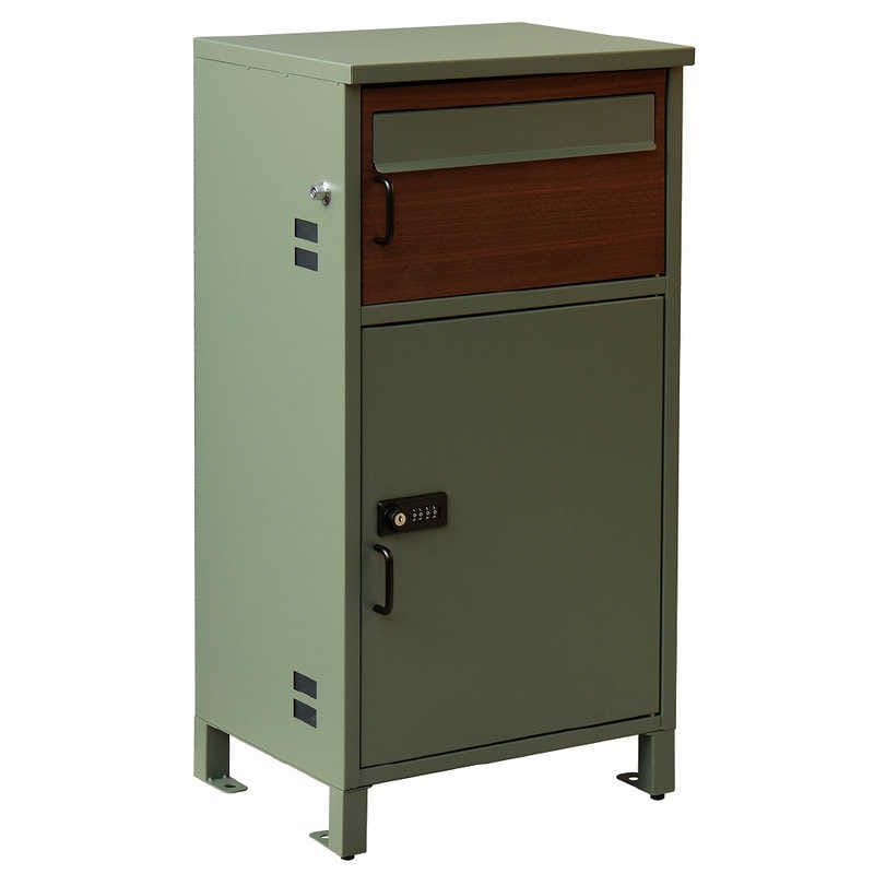 MOJYU　宅配ボックス付ポスト(Bartolo(バルトロ)) エバーグリーン/ブラウン木目　PBX032