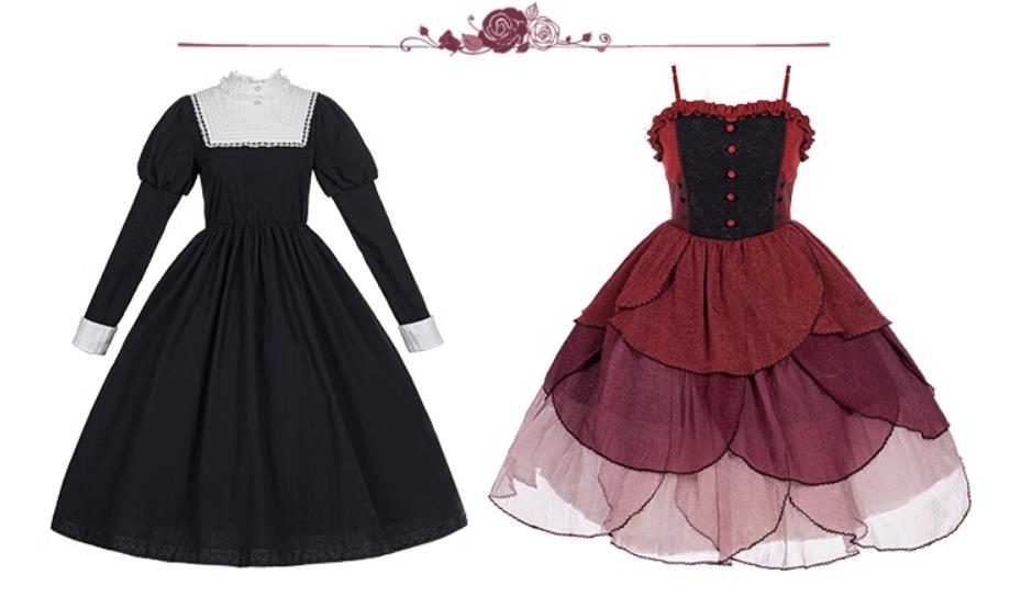 158【新作登場 最安値】 ロリータ 　ワンピース　薔薇踊姫　ゴスロリ コスプレ メイド服 コスチューム 文化祭 学園祭 衣装 仮装 ハロウィン おすすめ 可愛い 長袖 ドレス　日常　写真