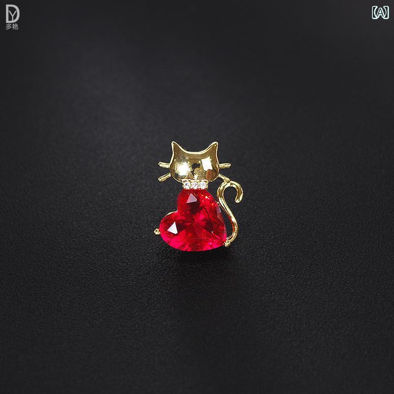 ブローチ おしゃれ 入学式 子猫 ブローチ レッド クリスタル ピン 和風 かわいい 露出 防止 バックル 固定 衣類 ピン スーツ アクセサリー 女性 5,436円