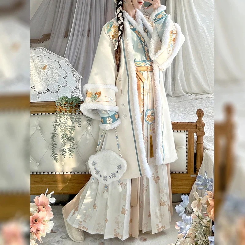 南方クチナシ漢服女の子【雲州公主】宋製コートプリーツスカートクロスカラー飛行機袖日常秋冬30%までに制限