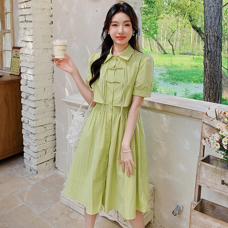 実際の2024夏の新しいデザイン新鮮な老化偽のツーピースドレス