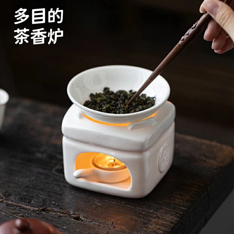 Qoo10] ホワイト 茶香炉一式セット茶香炉 陶器