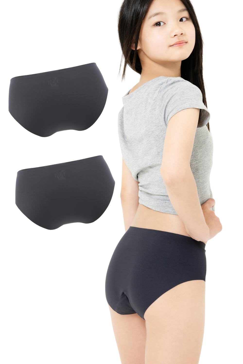 [momoful] [モモフル 吸水ショーツ] ジュニア サニタリーパンツ シームレス おりものシート不要 防水 給水 防臭 吸収 薄型 ひびきにくい 子供 小学生 中学生 キッズ 女の子 小さいサイ