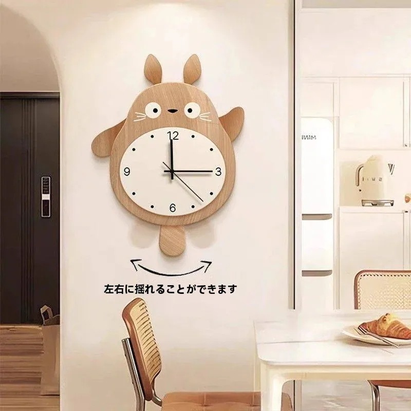 【メガ割 】漫画トトロ客間掛け時計原木風創意静音入戸玄関時計装飾画時計掛け壁付き231