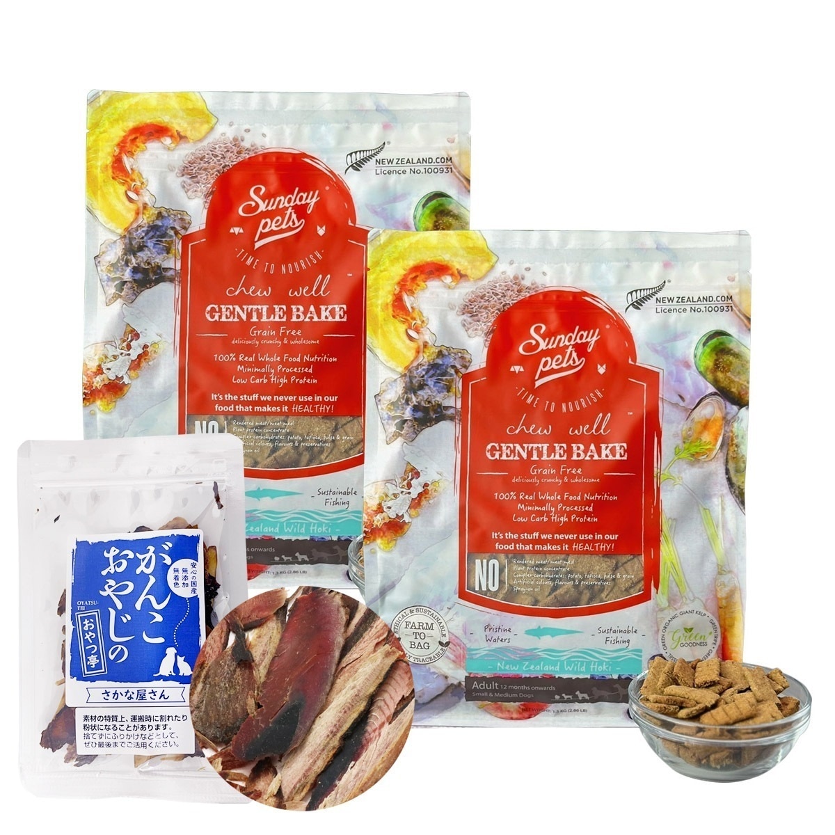 ドッグフード ジェントルベイクグレインフリー ワイルドホキウィズトライプ 1.3kg2袋【お試し国産お魚厚削り15g付き】 5,984円