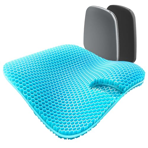 ゲルクッション 【U字型 46*44cm特大】 クッション 大きい ジェルクッション 車 薄型 冷感 座布団 無重力 ハニカム構造 持ち運び 体圧分散 衝撃吸収 蒸れない 高通気性 椅子 オフィス 自