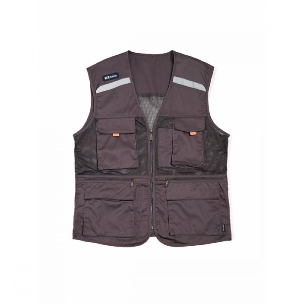(K2 セーフティ) メッシュマルチポケットベスト (グレー) 21VE-612R_PMS21653C5