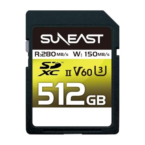 SUNEAST SDXCカード UHS-II V60 U3 4K UHD ULTIMATE PRO プロフェッショナル メモリーカード (V60, 512GB)