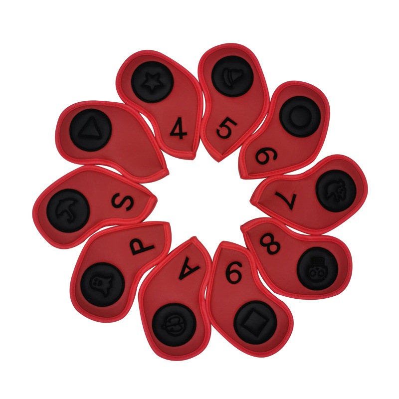 ゴルフアイアンカバー アイアンカバー ゴルフウッドカバー ヘッドカバー 防水 高級PU素材 ゴルフカバー ゴルフ用品 10点セット 番手付き 保護