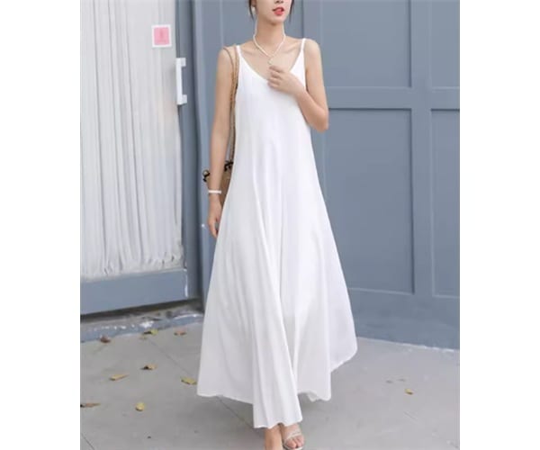 レディース ワンピース プルオーバー キャミワンピース ロング マキシ 袖なし ノースリーブ Vネック Aライン フェミニン シフォン ハイウエスト かわいい 大人可愛い きれいめ シンプル 6,494円