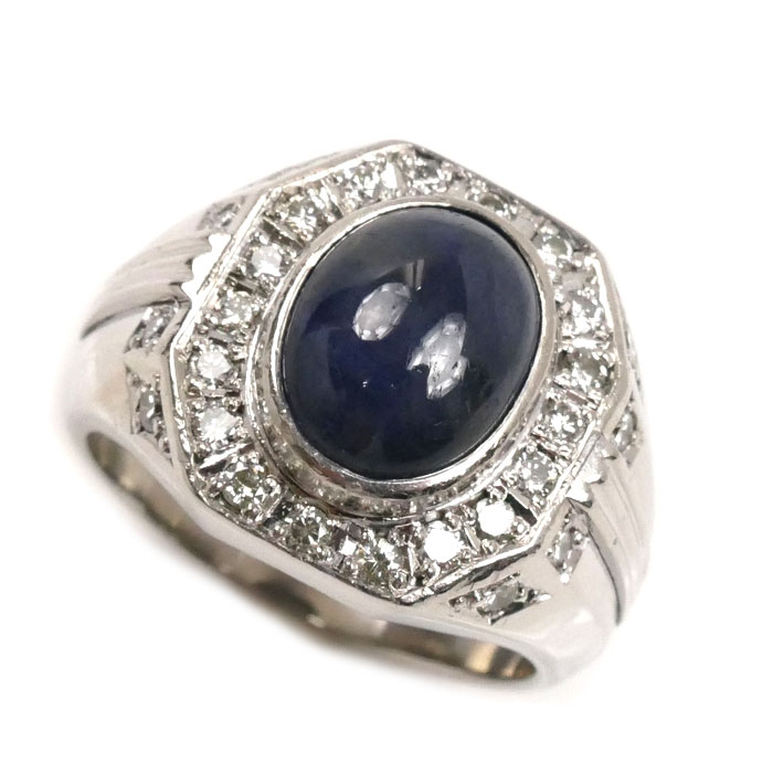 Pt900プラチナ リング・指輪 サファイア8.45ct ダイヤモンド0.56ct 20号 28.6g メンズ 中古