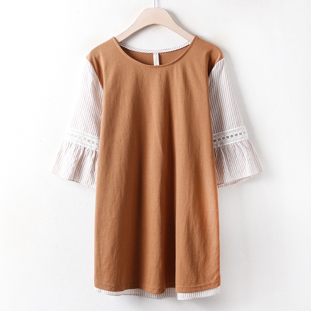 服韓国服ファッション大きいサイズレイ与える半袖TシャツBN2722M807 real bigsize korea fashion