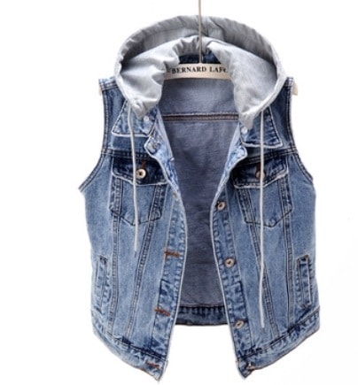 フード付きデニムベスト フーディー 爽やか ライトブルー ダークブルー トップス ベスト ノースリーブ かわいい 可愛い きれいめ シンプル カジュアル 上品 おしゃれ かっこいい