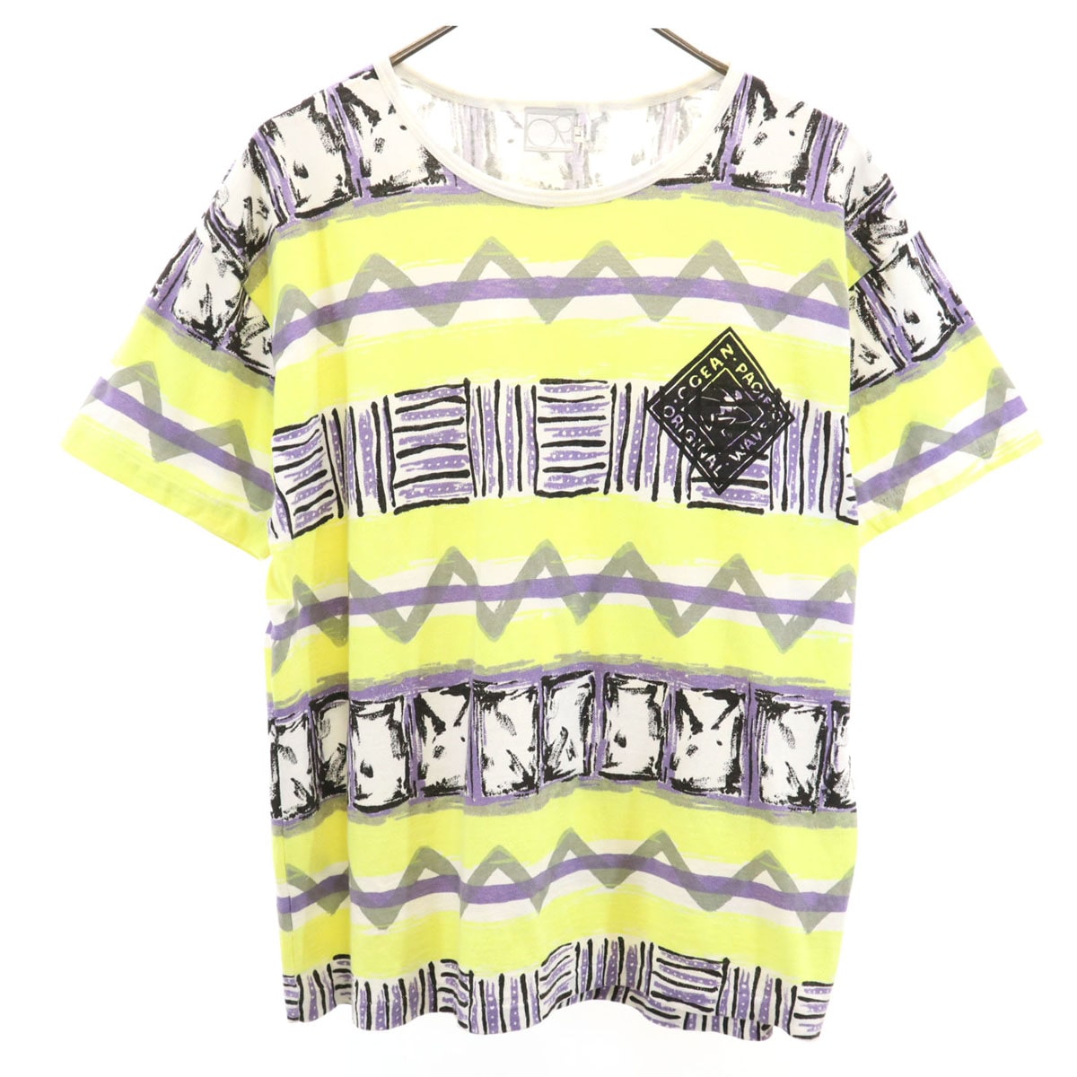 90s オールド 総柄 半袖 シングルステッチ Tシャツ L サーフ メンズ 古着