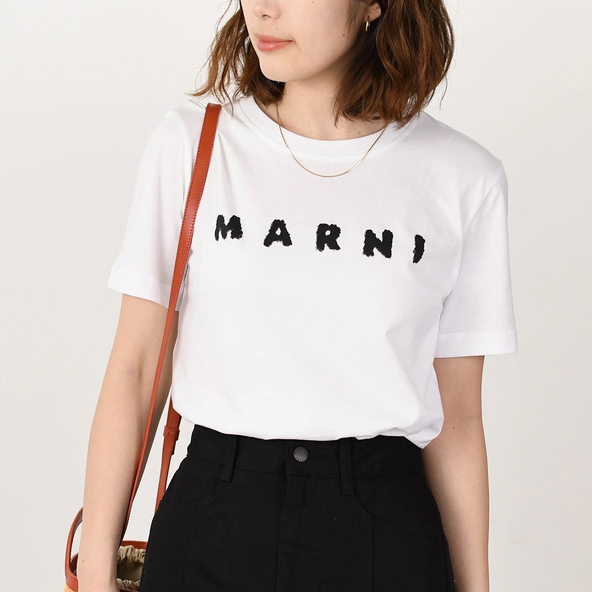 Tシャツ トップス マルニスクリブルロゴ ジャージーTシャツ THJE0293P8USCX42 レディース アイボリー 半袖 カットソー カジュアル