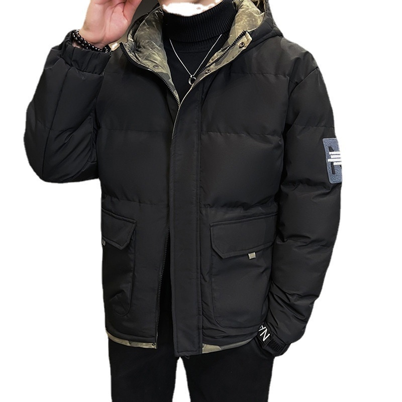 男性の厚手の綿入れ保温コート綿入れかっこいい帽子冬の綿入れ男性の修身流