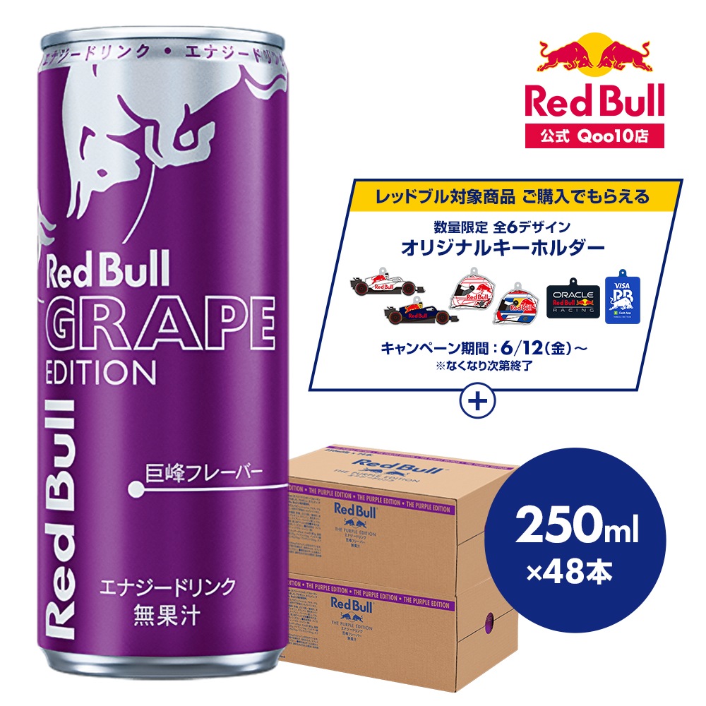 エナジードリンク グレープエディション 250ml×48本(24本×2ケース) 巨峰味 ぶどう味 翼をさずける 栄養ドリンク カフェイン 箱 redbull 炭酸 炭酸飲料