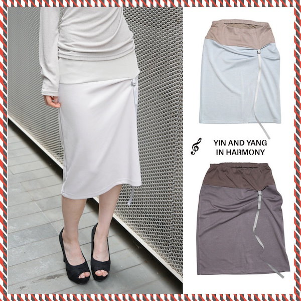 【YIN AND YANG IN HARMONY】26fw Contrast skirt