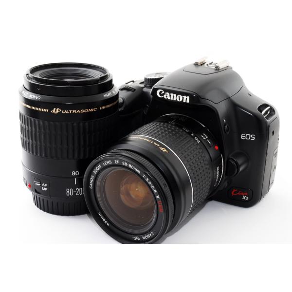 【中古】キヤノン Canon EOS Kiss X2 ダブルレンズセット ブラック 美品 新品 SDカード付き