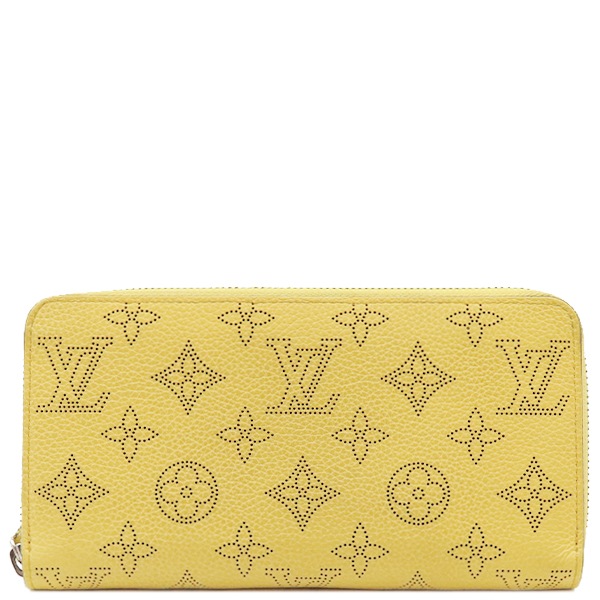 ルイヴィトン LOUIS VUITTON 長財布 ジッピー ウォレット モノグラムマヒナ ジョーヌ シルバー金具 黄色 ピンク バイカラー ラウンドファスナー M82501 RFID【中古】