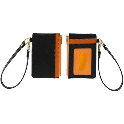 （まとめ買い）セキセイ ベルポスト ファスナーポケット付きパスケース ブラックオレンジ BP-5704-68 [x3]
